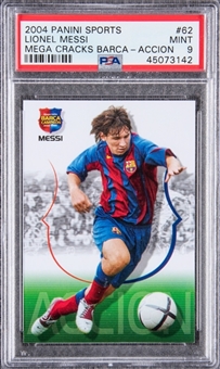 2004-05 Panini #62 Lionel Messi Rookie Card - PSA MINT 9 